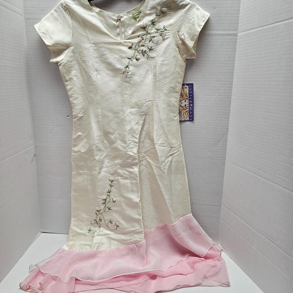 Little Mass Party Special Event Wedding White Pink Embroidered Girls Teen 12